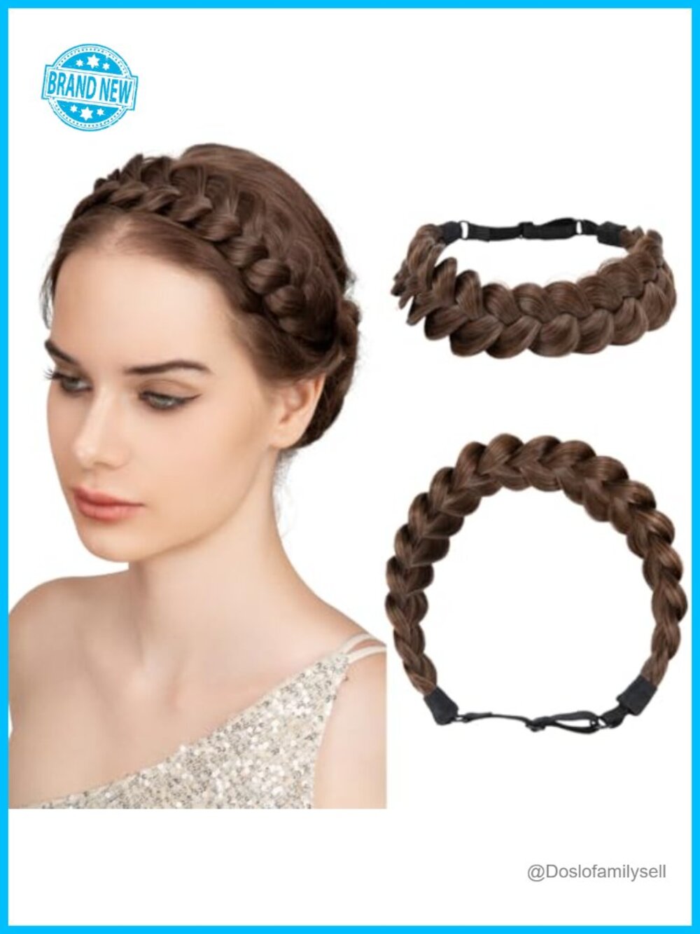 Wide Elastic Braided Synthetic Hair Headband for Women